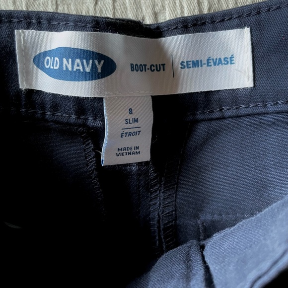 8 NWT Boot Cut Slim Fit Flat Front Chinos Uniform Pants, Cotton, Classic Navy - Picture 12 of 14